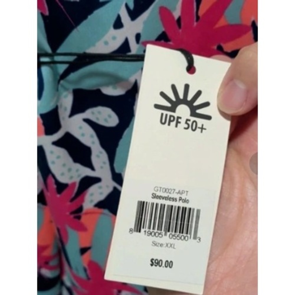 Jofit Sleeveless Golf Polo Womens XXL Multicolor Floral UPF 50+ NWT - Picture 3 of 5